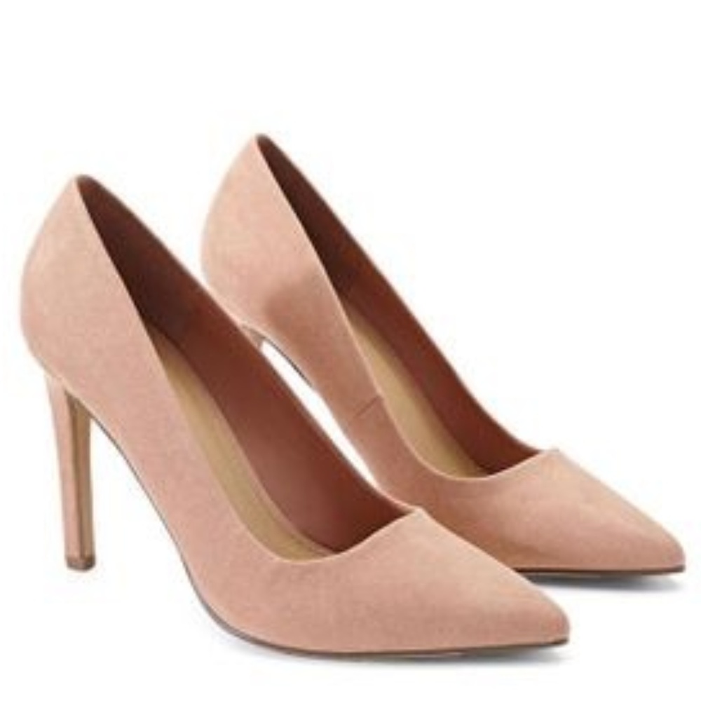F21 Pointed Faux Suede Pumps in Blush